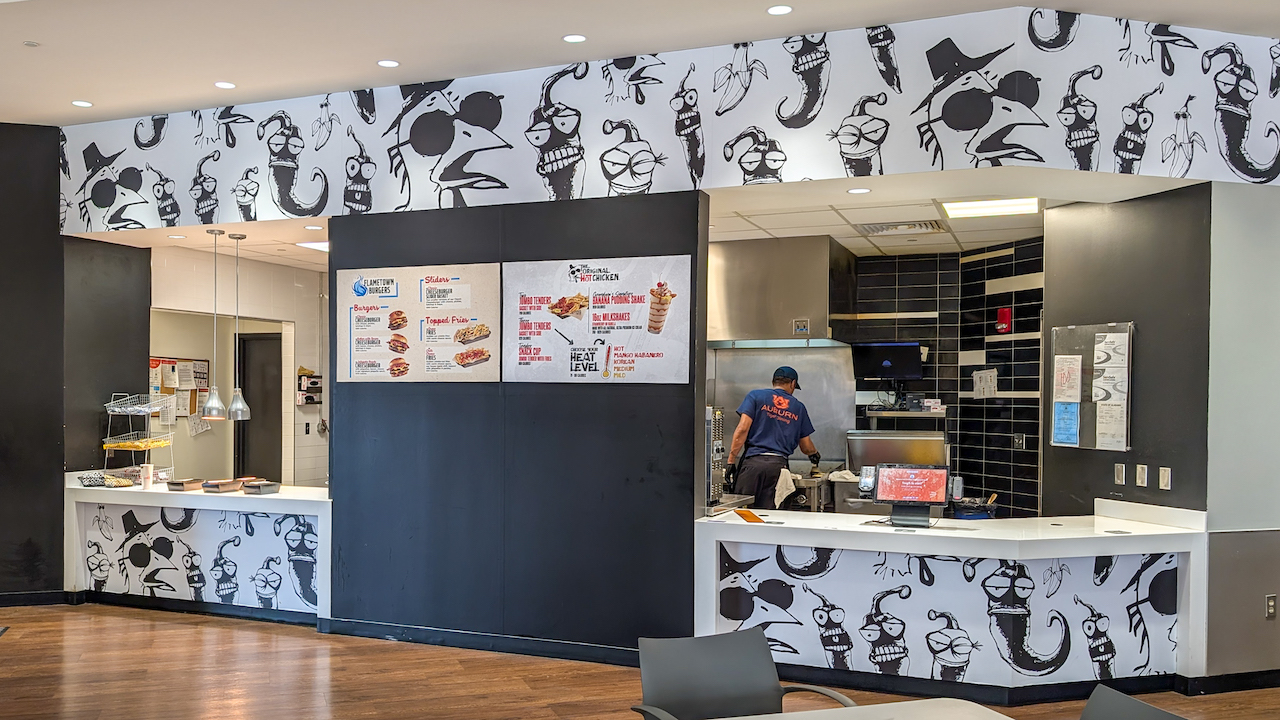 OG Hot Chicken and Flametown Burgers restaurant in the Melton Student Center