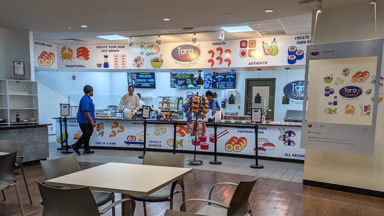 Toro Sushi location within the melton student center